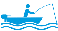 Icon of man fishing on surface of lake