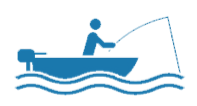 Icon of man fishing on surface of lake