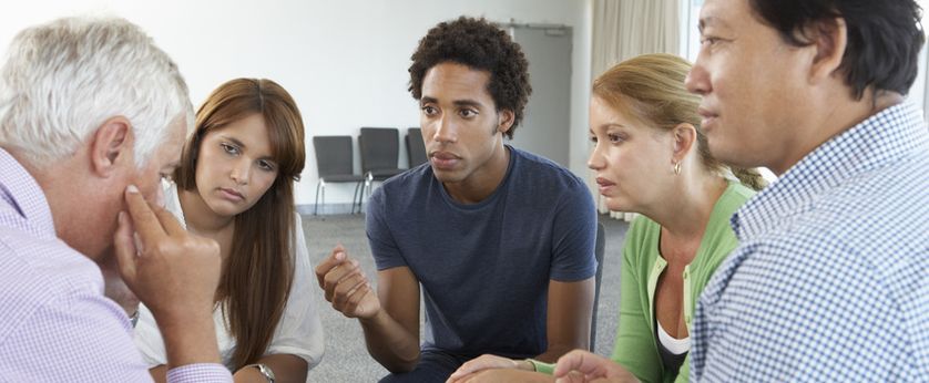 Group in counseling session.