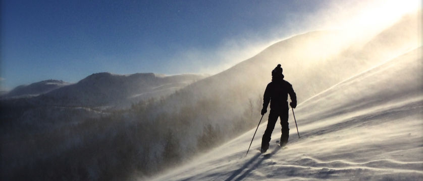 A skier on a mountain