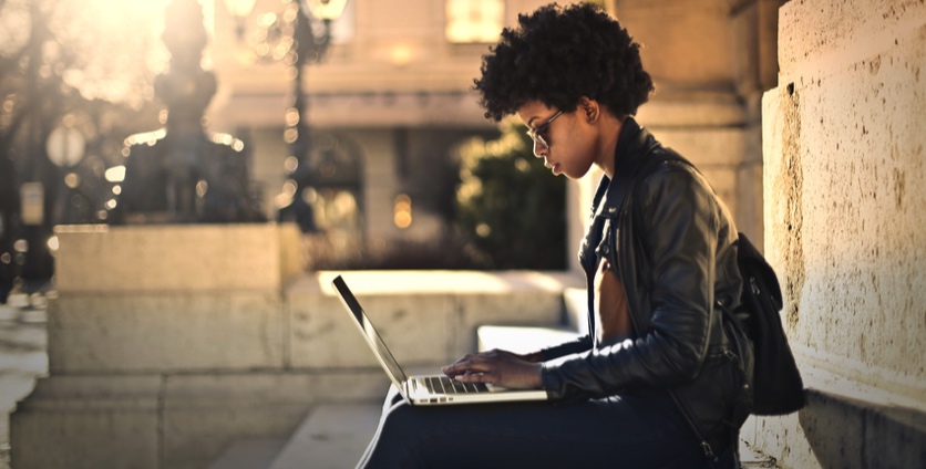 student studying online